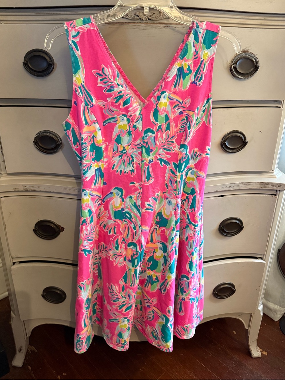 Lilly Pulitzer Dahlia Fit & Flare Dragonfruit Toucan Dress S - Picture 2 of 8